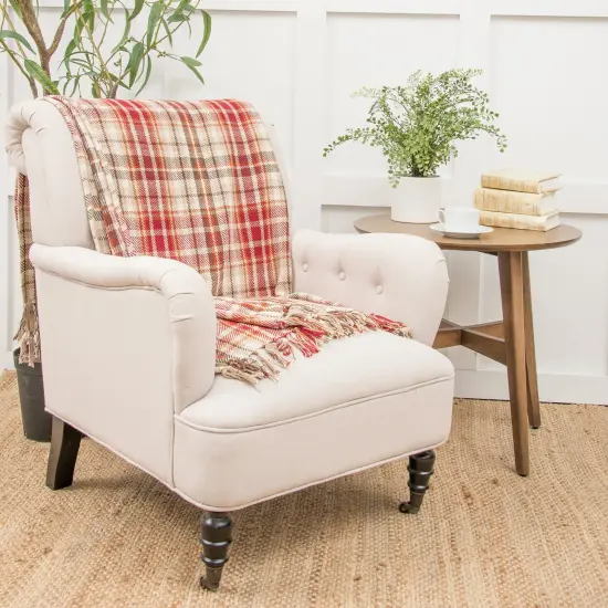 Samuel Plaid Woven 50" x 60" Throw Blanket with Fringe {6}