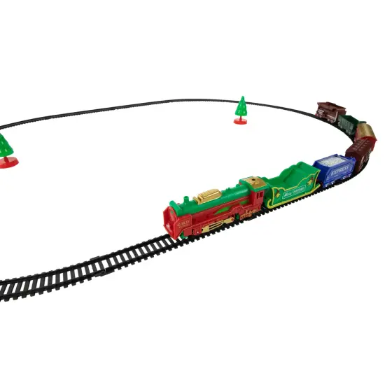 Northlight 23 Pc Battery Operated Lighted and Animated Classic Christmas Train Set with Oval Track Red {5}