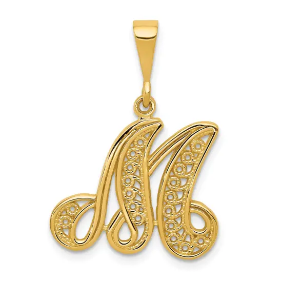 14K Gold Initial M Charm Jewelry FindingKing 28mm Long X 14mm Wide Approx. {1}