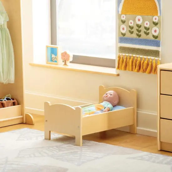 Kaplan Early Learning Company Wooden Doll Bed with Bedding {3}