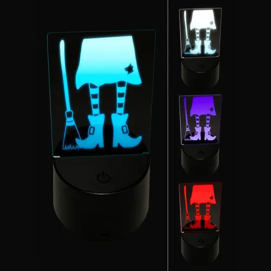 Witch Feet With Broom Halloween 3D Illusion LED Night Light Sign Nightstand Desk Lamp {1}