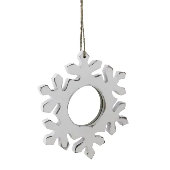 Allstate 7.25" Rustic White Embossed Snowflake with Mirror Medallion Christmas Ornament {1}