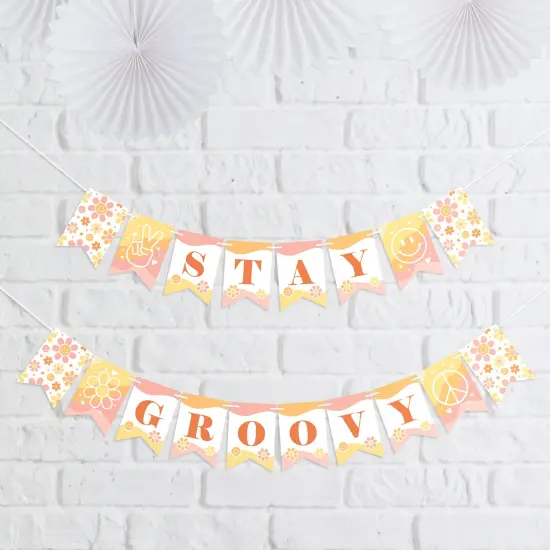 Big Dot of Happiness Stay Groovy - Boho Hippie Party Mini Pennant Banner - Stay Groovy {1}