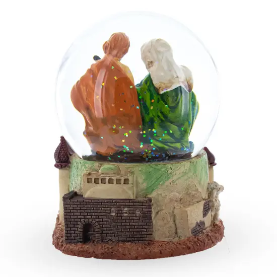Nativity Scene and Divine Guardian Angel Musical Water Snow Globe {6}