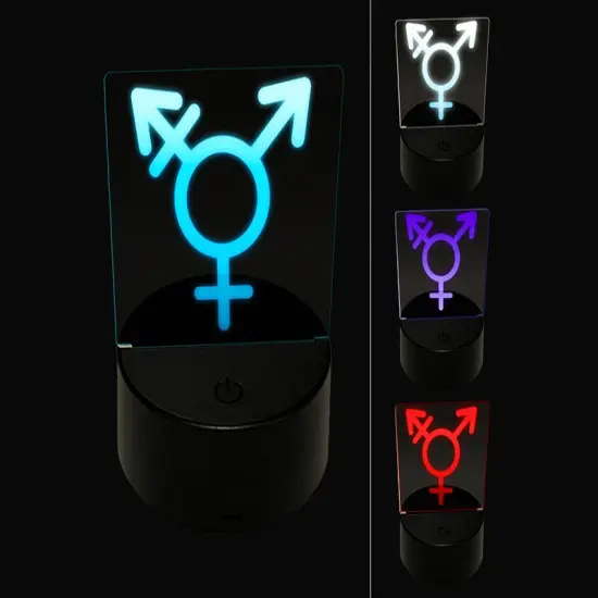 Male with Stroke and Female Sign Transgender Gender Symbol 3D Illusion LED Night Light Sign Nightstand Desk Lamp {1}