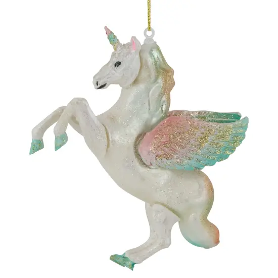 Northlight 5.25" White Unicorn Glass Christmas Ornament {7}
