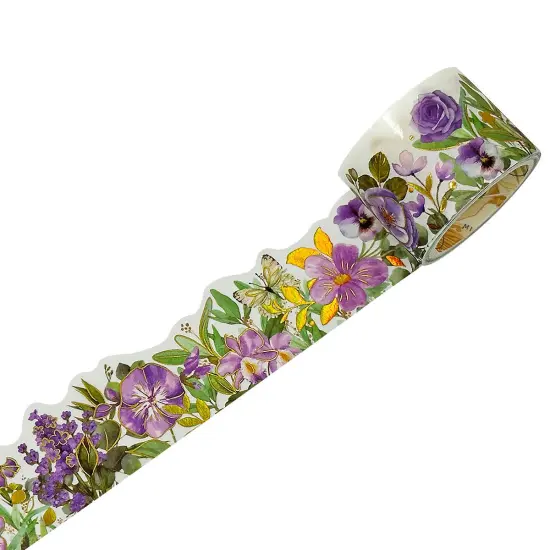 Wrapables Landscape Floral Metallic Gold Foil Washi Tape, 30mm x 3M Sweet Violets {1}