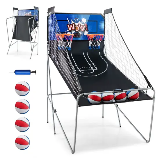 Costway Dual Shot Basketball Arcade Game with 8 Game Modes Electronic Scoring Blue/Green/Red/White {7}