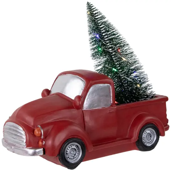 Northlight LED Lighted Pine Tree in Vintage Truck Christmas Decoration - 10" - Red {1}