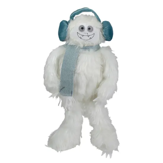 Northlight Plush Sitting Yeti with Earmuffs Christmas Figure - 18" - White and Blue {1}