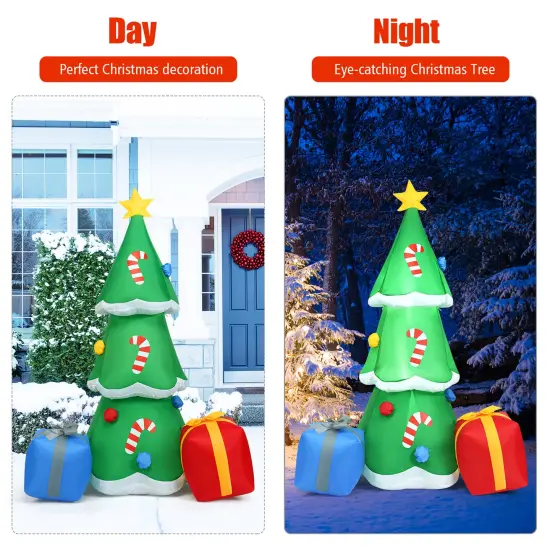 Costway 6FT Inflatable Christmas Tree w/ Gift Boxes Blow Up Lighted Outdoor Decoration {3}