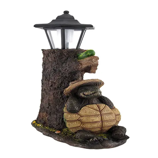 Turtle Won the Race Solar LED Welcome Statue Lantern {3}