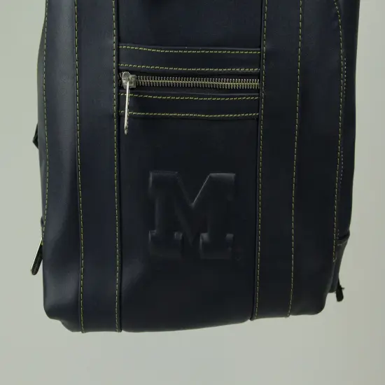 Michigan Wolverines Blue Embossed Leather Backpack {3}