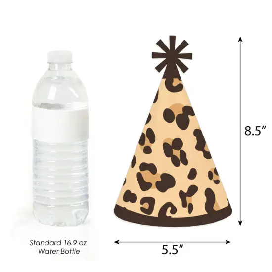 Big Dot of Happiness Leopard Print - Cone Happy Birthday Party Hats for Kids and Adults - Set of 8 (Standard Size) {4}