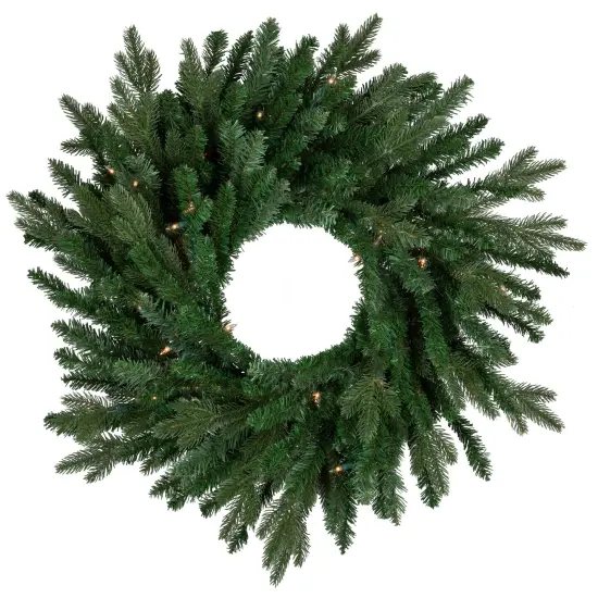 Northlight Real Touch&trade; Pre-Lit Grande Spruce Artificial Christmas Wreath - 24" - Clear Lights Green {3}