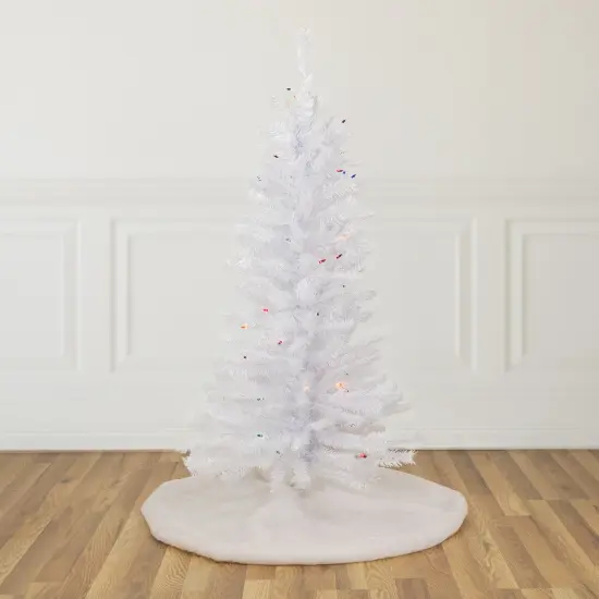 Northlight Pre-Lit Slim Woodbury White Pine Artificial Christmas Tree - 4' - Multi Lights {3}