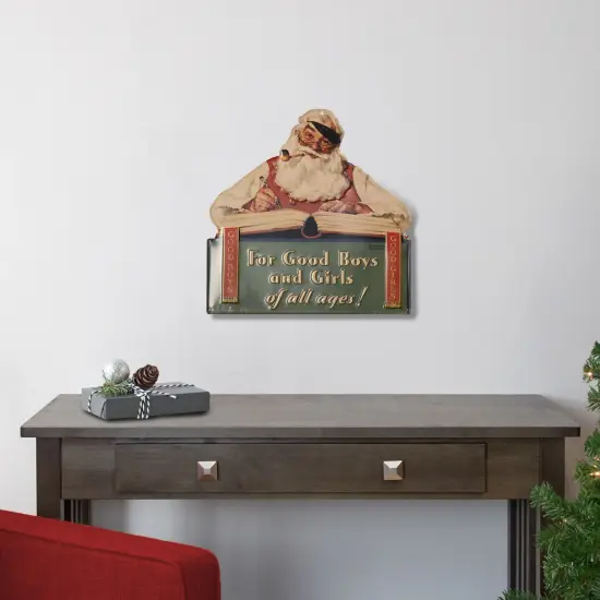 Northlight 12.5" Norman Rockwell 'No Christmas Problem Now' Tin Wall Art Green {3}