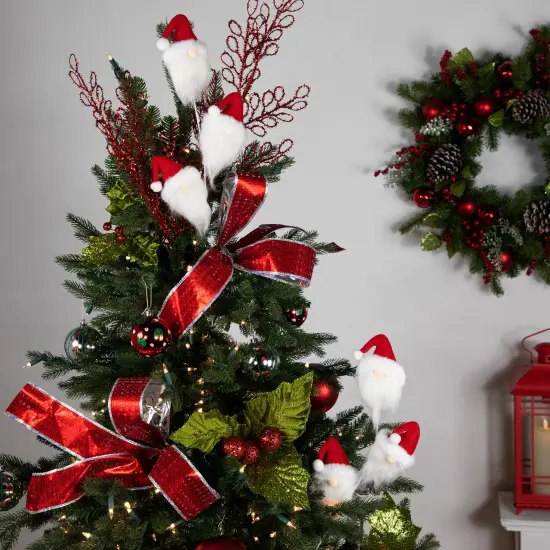 Northlight Set of 2 Plush Red and White Santa Gnome Christmas Picks 27" {4}