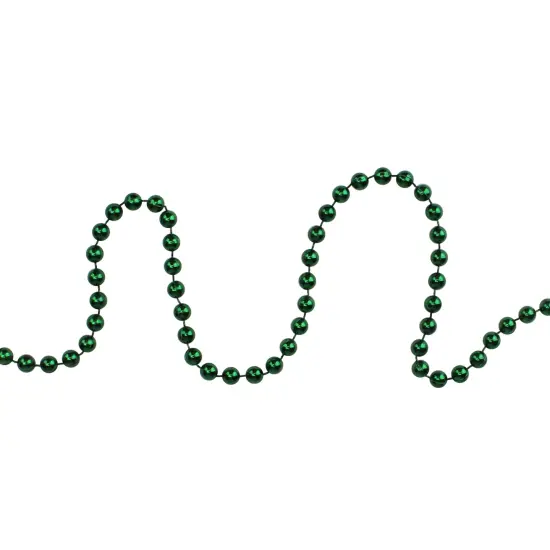 Northlight Shiny Metallic Beaded Christmas Garland - 15' x .25" - Emerald Green - Unlit {5}