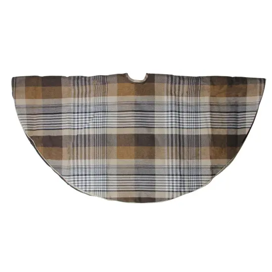 Northlight 48" Brown Plaid Rustic Woodland Christmas Tree Skirt with Gold Trim {3}