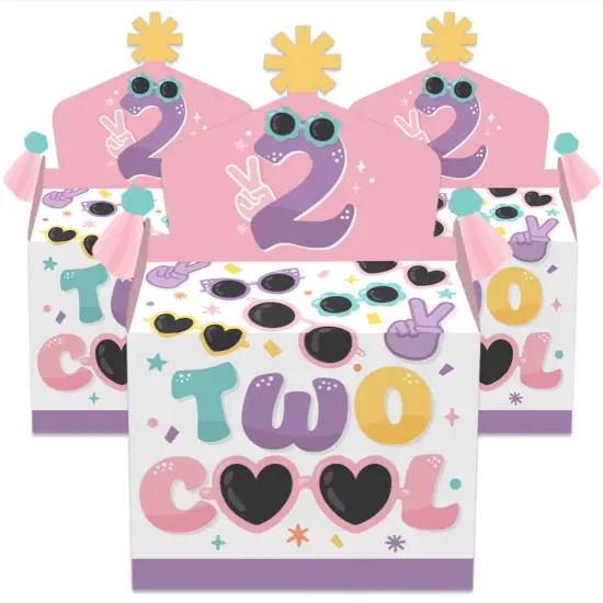 Big Dot of Happiness Two Cool - Girl - Treat Box Party Favors - Pastel 2nd Birthday Party Goodie Gable Boxes - Set of 12 {3}