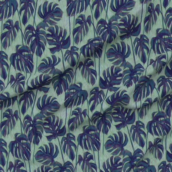 Various Fabrics by the Yard or Fat Quarter Blue Palm Tropical Foliage Rainforest Summer Ink Green Houseplant Custom Printed Fabric by Spoonflower {6}