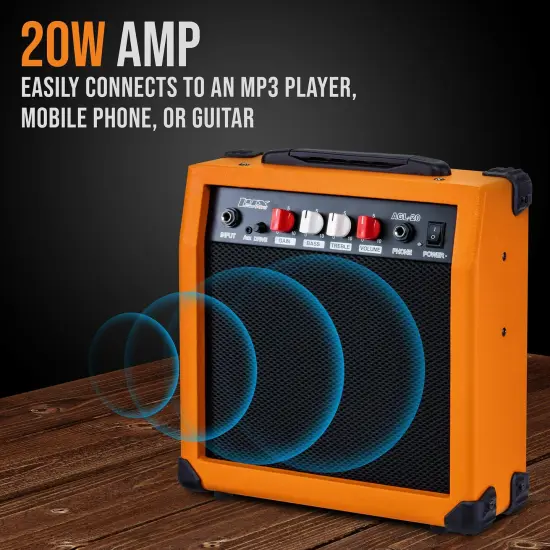 LyxPro Electric Guitar Amp, 20w Portable Mini Amplifier Sunburst {3}