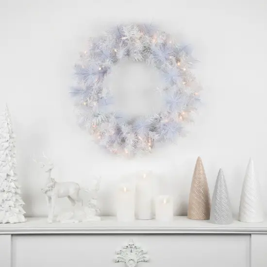 Northlight Pre-Lit Vermont White Pine Artificial Christmas Wreath, 24-Inch, Clear Lights {3}