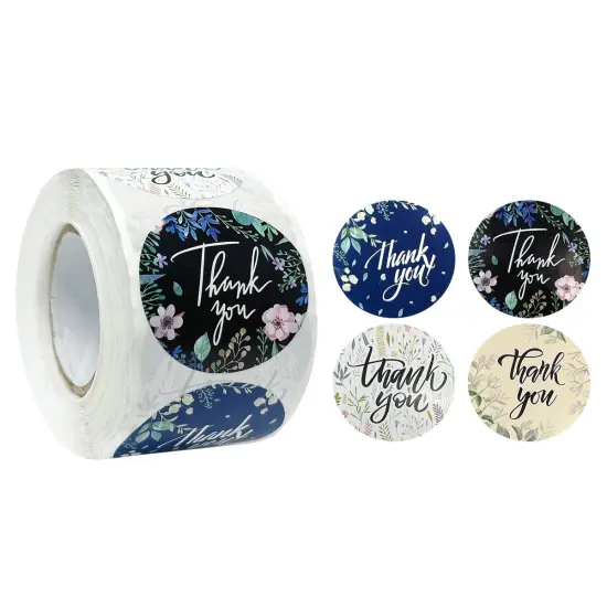 Wrapables 1.5" / 2" Thank You Stickers Roll, Sealing Stickers and Labels for Boxes, Envelopes, Bags, Small Businesses, Weddings, Parties (500pcs) Sunflower {5}