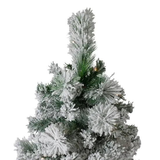 Northlight 6.5' Pre-Lit Full Flocked Somerset Spruce Artificial Christmas Tree - Clear Lights Green {4}