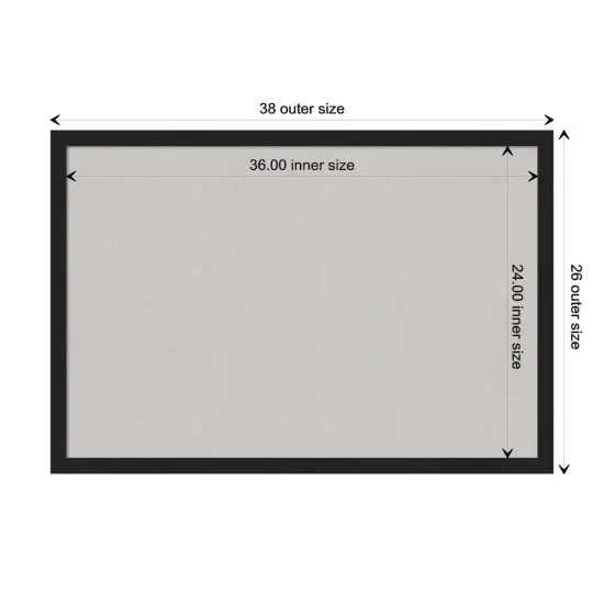 Grace Narrow Framed Corkboard, Grey Cork Metallic Black {3}