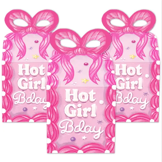 Big Dot of Happiness Hot Gir Bday - Square Favor Gift Boxes - Vintage Cake Birthday Party Bow Boxes - Set of 12 {3}