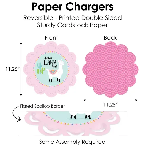 Big Dot of Happiness Whole Llama Fun - Llama Fiesta Baby Shower or Birthday Party Paper Charger & Table Decorations Chargerific Kit for 8 {6}