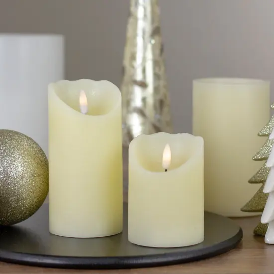 Northlight 4" Off White Flameless Battery Operated Flickering Wax LED Candle Ivory {3}