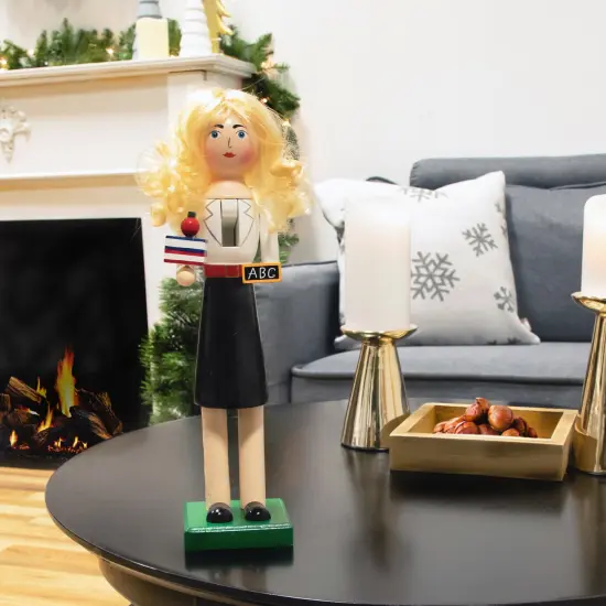 Northlight 14" Black and White Wooden Teacher Christmas Nutcracker {3}