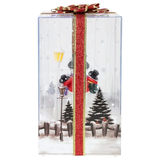 Northlight Lighted and Musical Snowman Family Snowing Gift Box Christmas Decoration - 12" Silver {7}