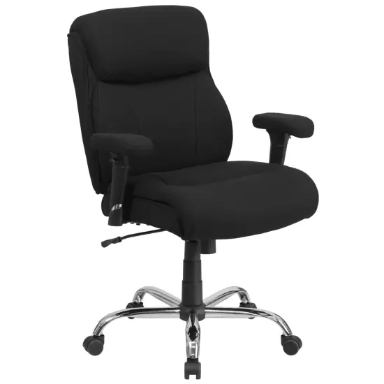Emma and Oliver 400 lb. Big & Tall Mid-Back Swivel Clean Line Stitch Ergonomic Task Office Chair Black Fabric {1}