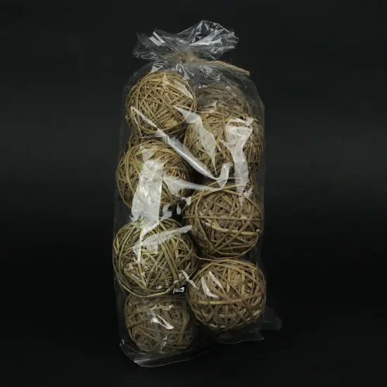 12 Pc Natural Brown Dried Reed Decorative Balls Accent Vase Bowl Filler Spheres {3}