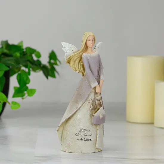 Roman Heavenly Blessings Collection "Bless This Home" Angel Figurine - 8.5" Purple {3}