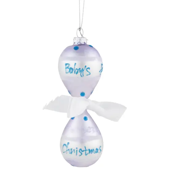 Northlight Baby Boy's First Christmas 2023 Glass Ornament - 5" Silver {4}