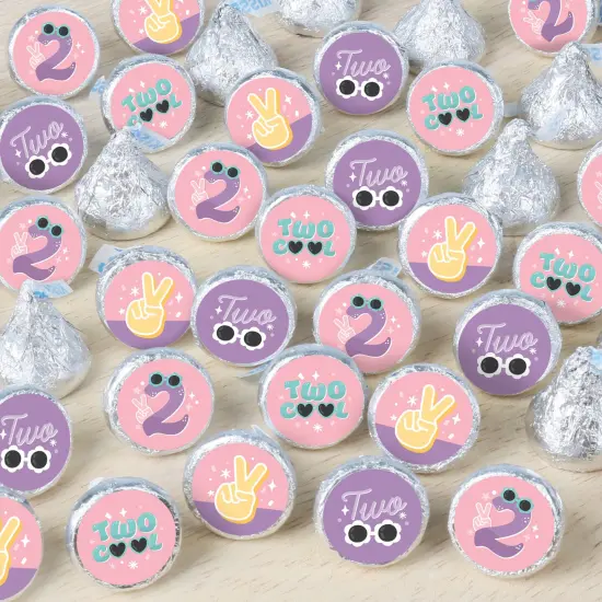 Big Dot of Happiness Two Cool - Girl - Pastel 2nd Birthday Party Party Small Round Candy Stickers - Party Favor Labels - 324 Count {1}