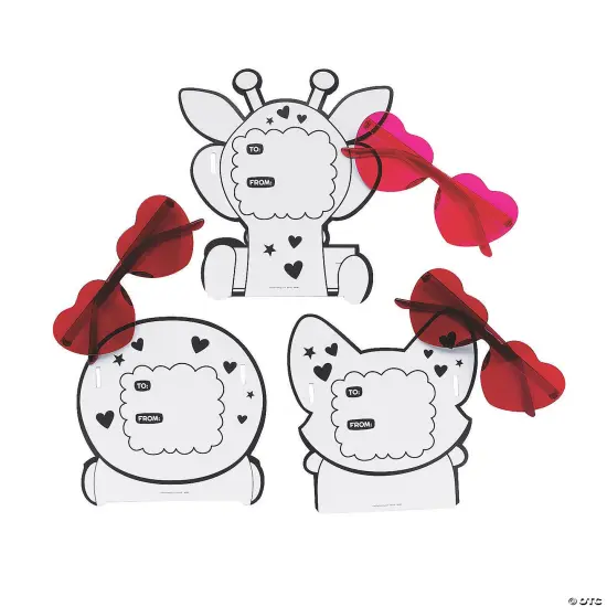 Rimless Heart Glasses Valentine Exchanges with Animal Card for 12 {2}