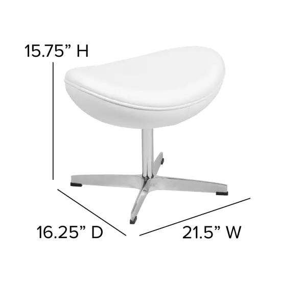 Merrick Lane Olwen Saddle Wing Ottoman Modern Footrest with Metal Base White LeatherSoft {5}