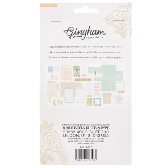 Gingham Garden Stationery Pack 20/Pkg-W/Gold Foil {2}