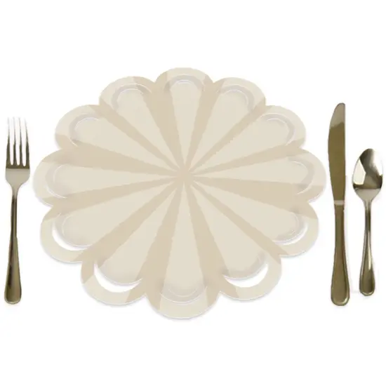 Big Dot of Happiness Tan Stripes - Simple Party Round Table Decorations - Paper Chargers - Place Setting For 12 {1}