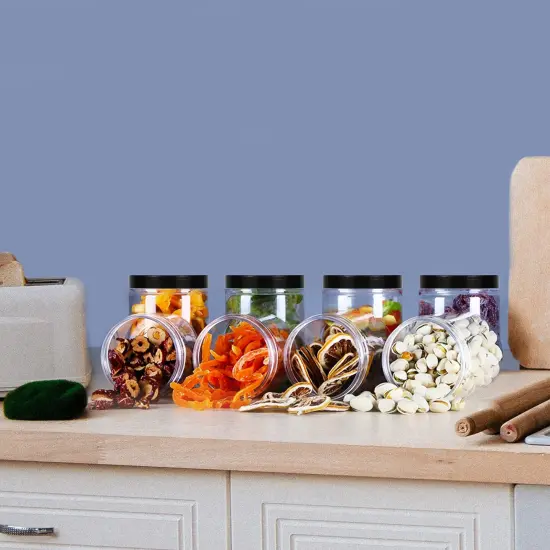 12 Pieces 8oz Plastic Jars with Lids, Clear Plastic Slime Containers Plastic Round Storage Jars Container Wide Opening Storage Jars for Kitchen, Home, Crafts Storage {4}