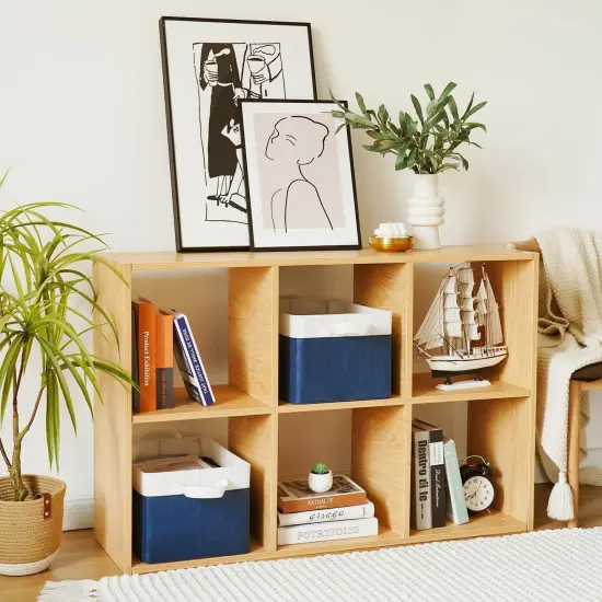 2 Pieces Closet Storage Bins with Handles, Fabric Containers for Organizing, Toys Organizer for Nursery, Storage Baskets for Clothes, Folding Storage Box, Large, Blue&White, {6}