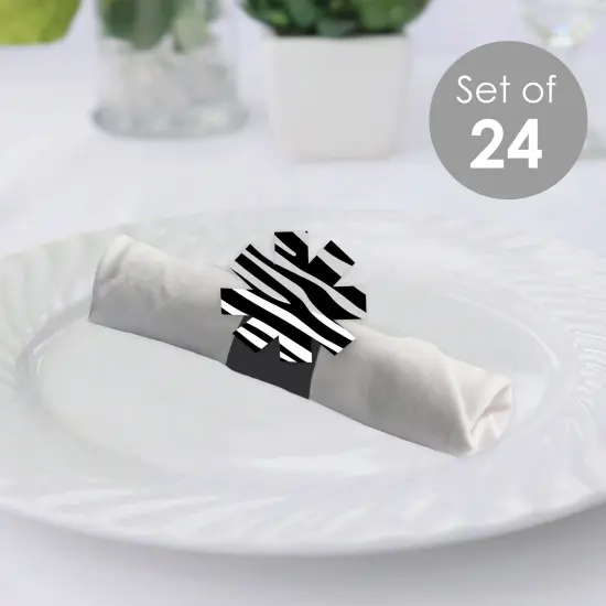 Big Dot of Happiness Zebra Print - Safari Party Paper Napkin Holder - Napkin Rings - Set of 24 {3}