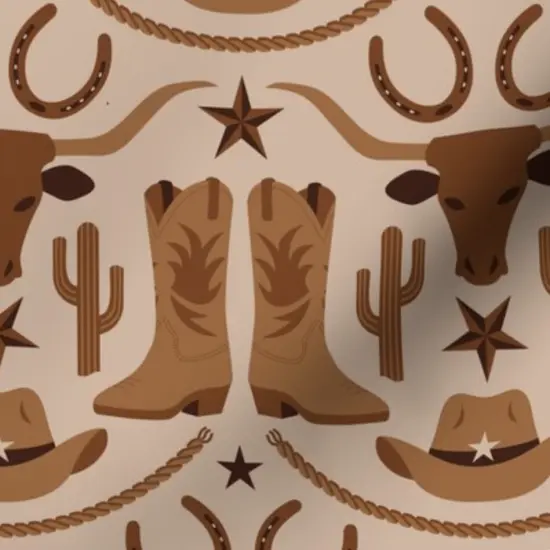 Various Fabrics by the Yard or Fat Quarter Western Cowboy Cowgirl Longhorn Southwest Earth Tone Cattle Horseshoe Desert Rustic Custom Printed Fabric by Spoonflower {7}