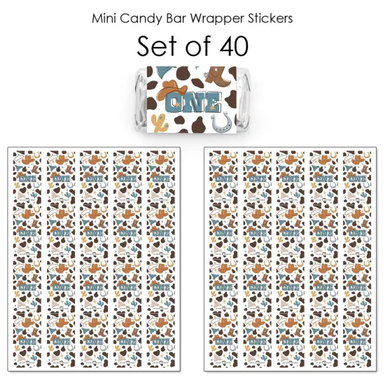 Big Dot of Happiness My First Rodeo - Mini Candy Bar Wrapper Stickers - Little Cowboy 1st Birthday Party Small Favors - 40 Count {4}